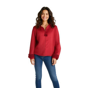Laura Henson Vintage Red Full Zip Blazer Jacket Women's 16